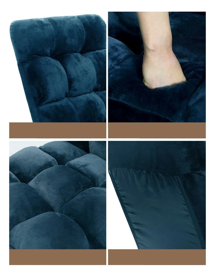 Flannel Fabric Floor Lounge Sofa Bed in Navy image 6