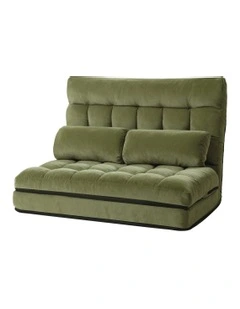 2 Seater Lounge Sofa Bed in Green Fabric