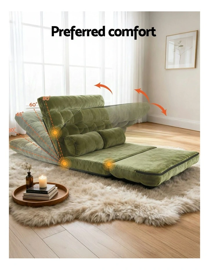 2 Seater Lounge Sofa Bed in Green Fabric image 6