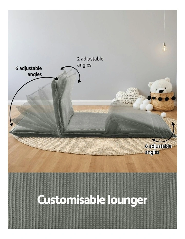 Floor Foldable 2 Seater Lounge Sofa Bed in Grey image 4