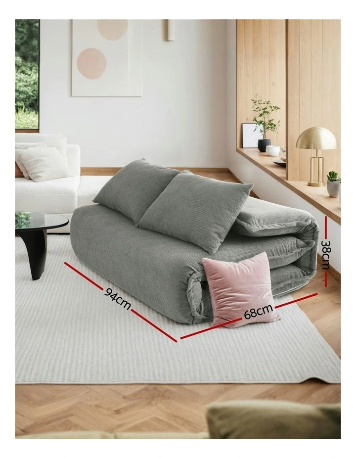 Floor Foldable 2 Seater Lounge Sofa Bed in Grey image 5