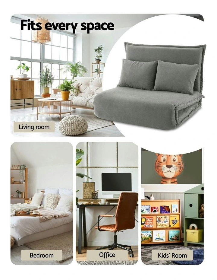 Floor Foldable 2 Seater Lounge Sofa Bed in Grey image 6