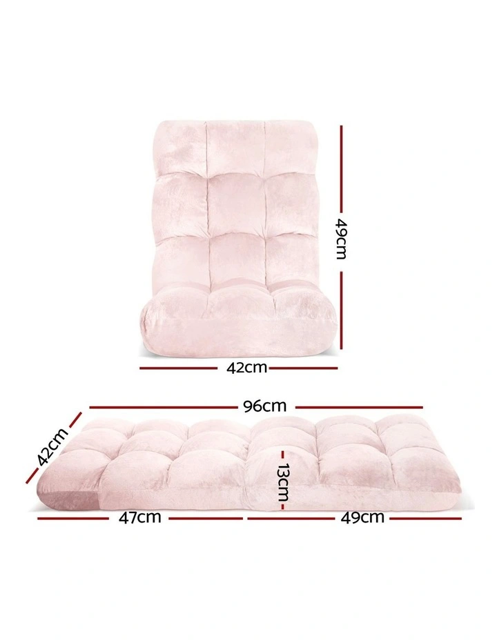 Flannel Fabric Floor Lounge Sofa Bed in Pink image 4