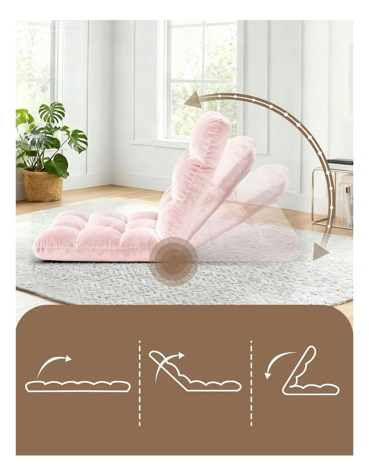Flannel Fabric Floor Lounge Sofa Bed in Pink image 5