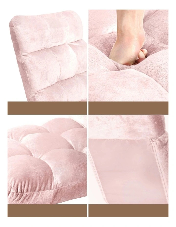 Flannel Fabric Floor Lounge Sofa Bed in Pink image 7