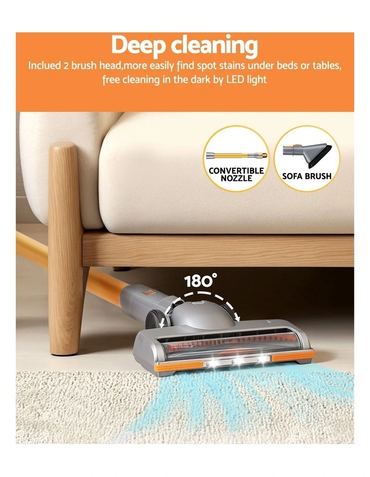 Cordless Self-Standing Stick Vacuum Cleaner 300W in Golden image 3