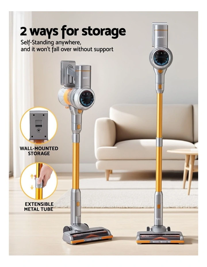 Cordless Self-Standing Stick Vacuum Cleaner 300W in Golden image 4