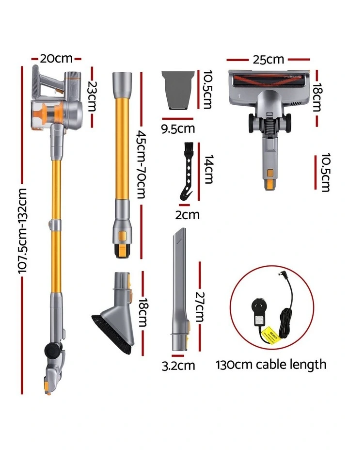 Cordless Self-Standing Stick Vacuum Cleaner 300W in Golden image 5
