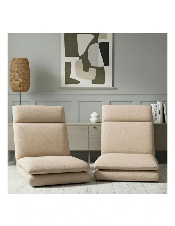 Linen Floor Sofa 2x in Beige image 4