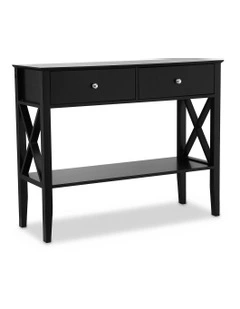 Console Table 2 Drawers 100cm in Black