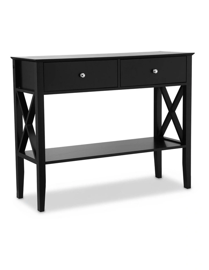 Console Table 2 Drawers 100cm in Black image 1