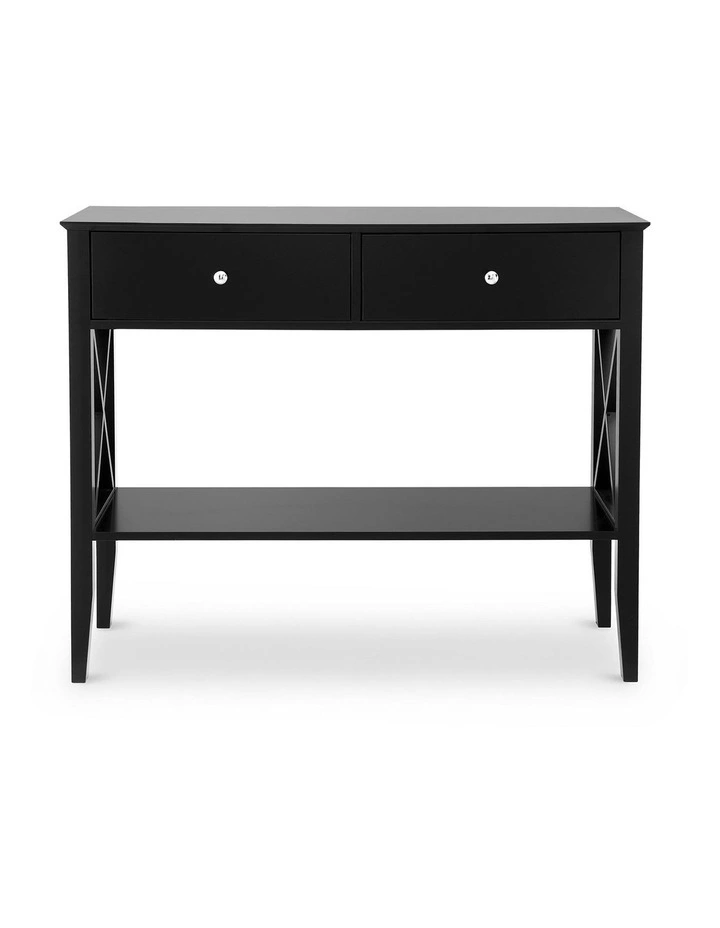 Console Table 2 Drawers 100cm in Black image 2