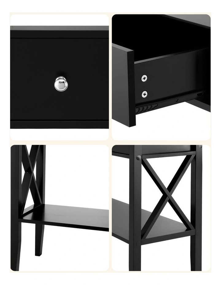 Console Table 2 Drawers 100cm in Black image 7