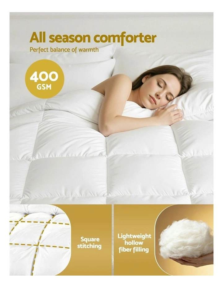 Microfiber Quilt All Season Double Size Duvet Quilts 400GSM in White image 6