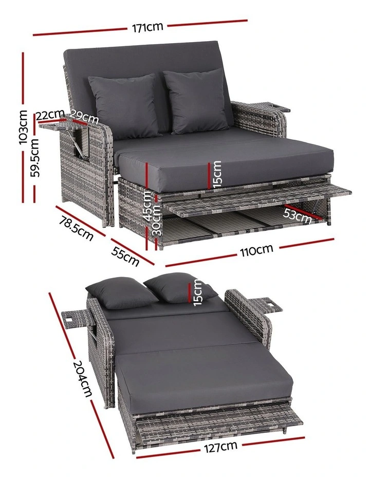 Outdoor Day Bed Sun Lounge in Grey image 4
