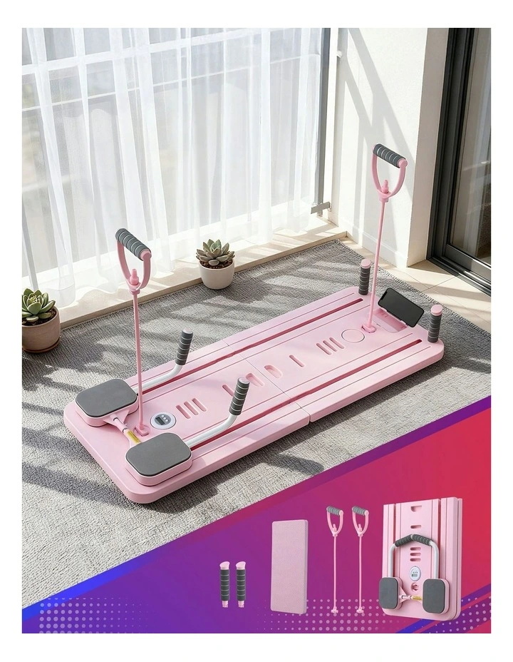 Pilates Reformer Abdominal Exercise Board Push Up Set Fitness in Pink image 3