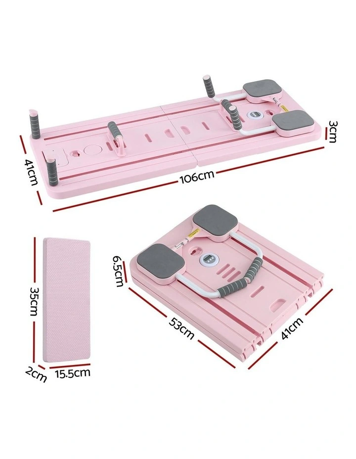 Pilates Reformer Abdominal Exercise Board Push Up Set Fitness in Pink image 4