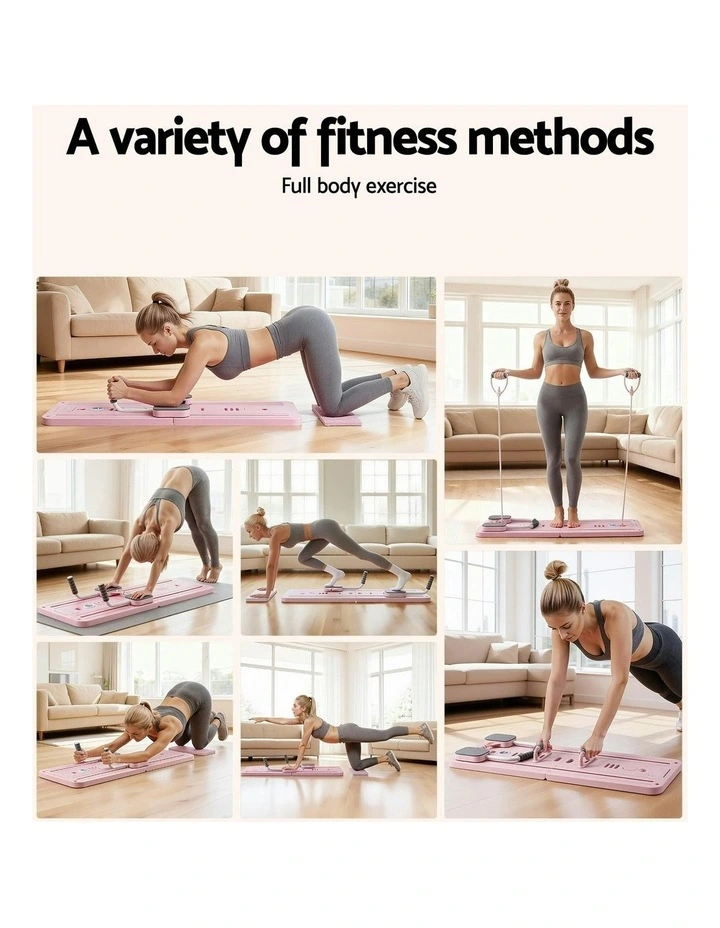 Pilates Reformer Abdominal Exercise Board Push Up Set Fitness in Pink image 5