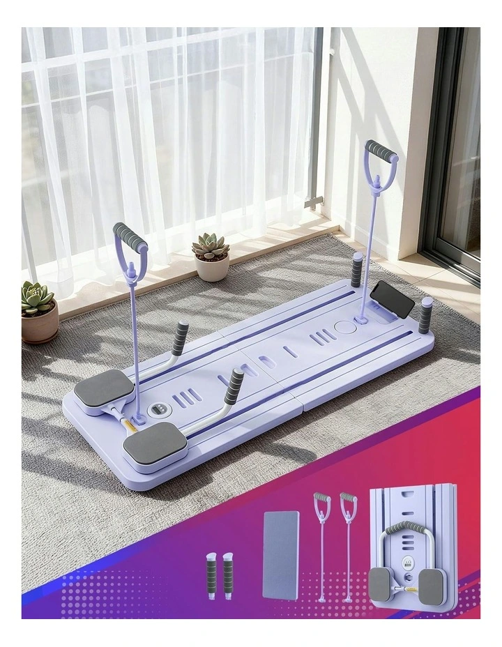 Everfit Pilates Reformer Abdominal Exercise Board Push Up Set Fitness Purple image 3