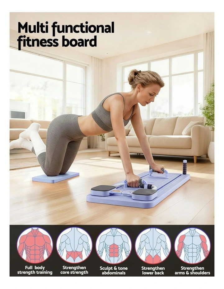 Everfit Pilates Reformer Abdominal Exercise Board Push Up Set Fitness Purple image 6