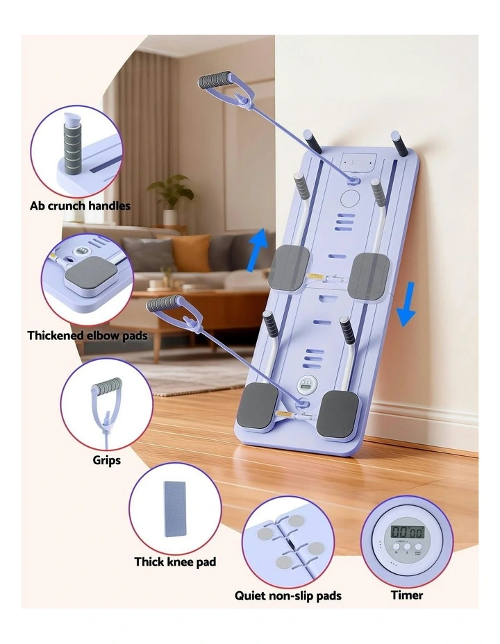Everfit Pilates Reformer Abdominal Exercise Board Push Up Set Fitness Purple image 7