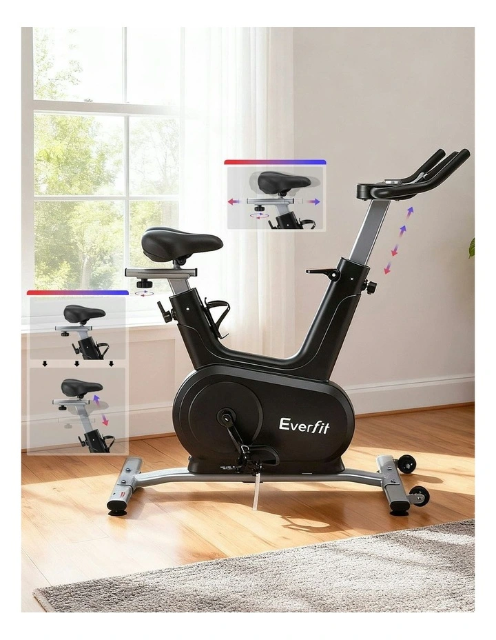 Exercise Bike Spin Electromagnetic Smart Home Fitness 24-Level Resistance Bluetooth 120kg in Black image 5