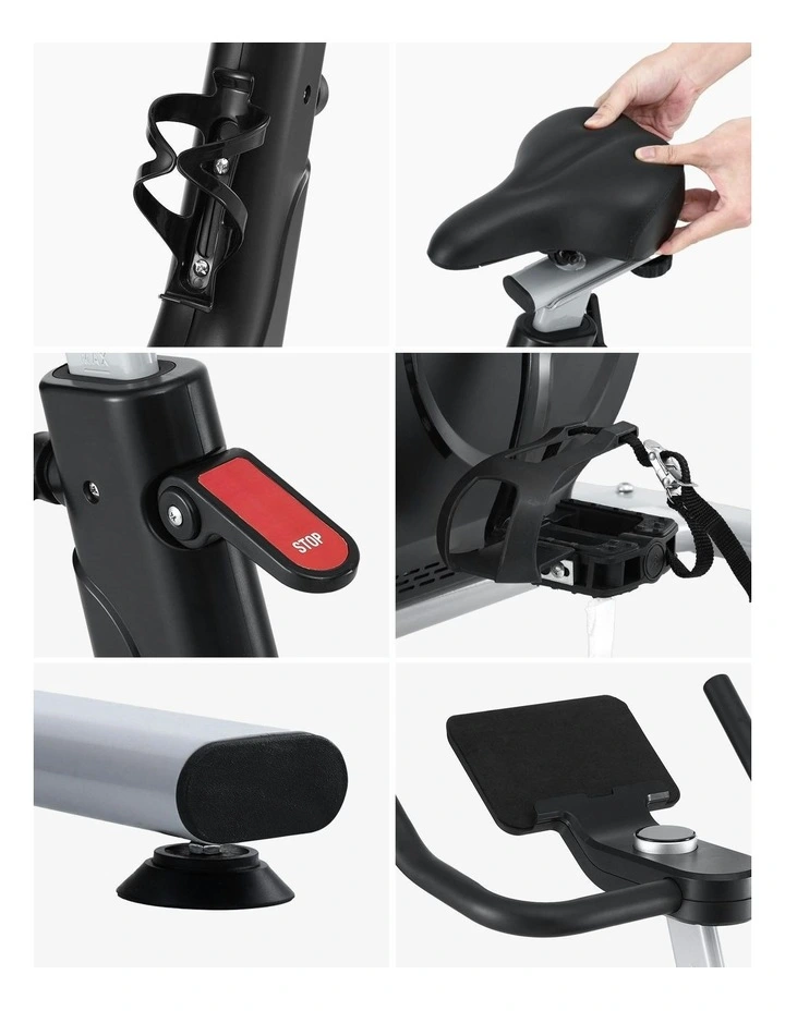 Exercise Bike Spin Electromagnetic Smart Home Fitness 24-Level Resistance Bluetooth 120kg in Black image 6