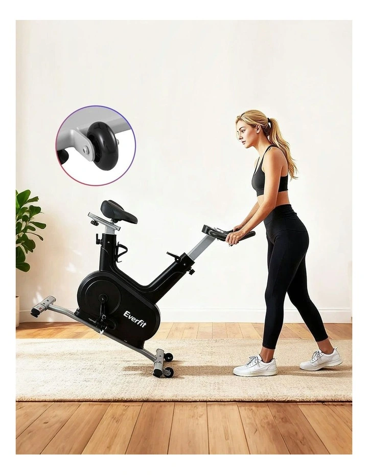 Exercise Bike Spin Electromagnetic Smart Home Fitness 24-Level Resistance Bluetooth 120kg in Black image 7