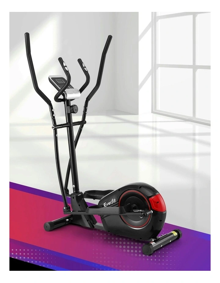 Exercise Bike Elliptical Cross Trainer Home Gym Fitness Machine LCD in Black and Red image 3
