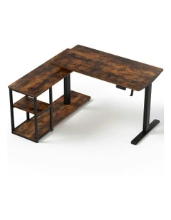 L Shaped Electric Standing Desk Adjustable Motorized 120CM in Rustic Brown