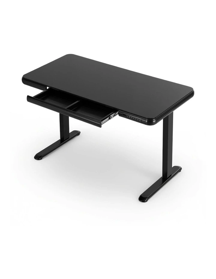 Standing Desk Motorized Tempered Glass Top Electric 120CM in Black image 1
