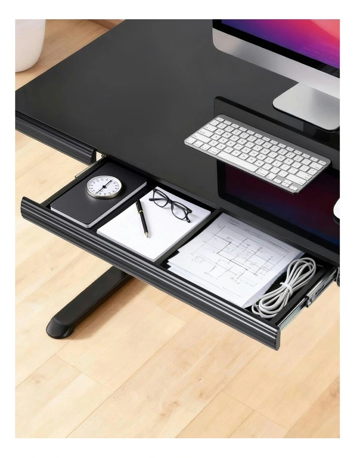 Standing Desk Motorized Tempered Glass Top Electric 120CM in Black image 5