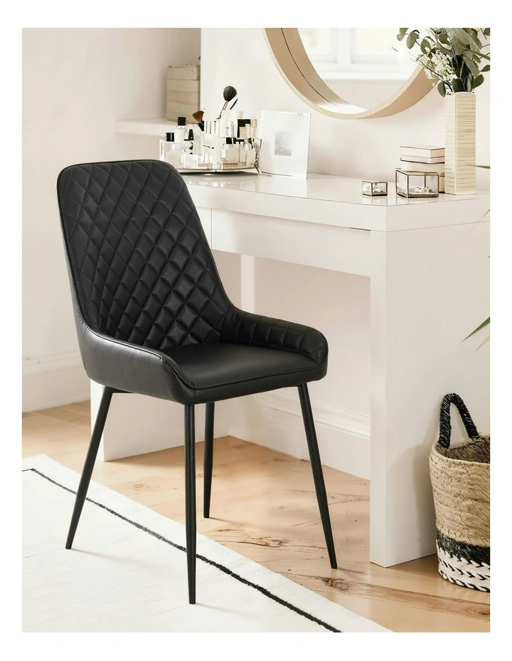 Retro PU Leather Cafe Accent Dining Chairs 2 Pieces in Black image 4