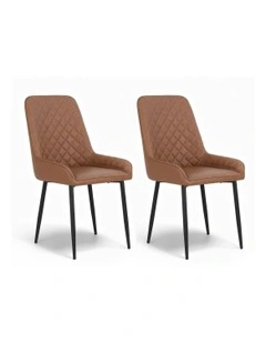 Retro PU Leather Cafe Accent Chair 2 Pieces in Brown