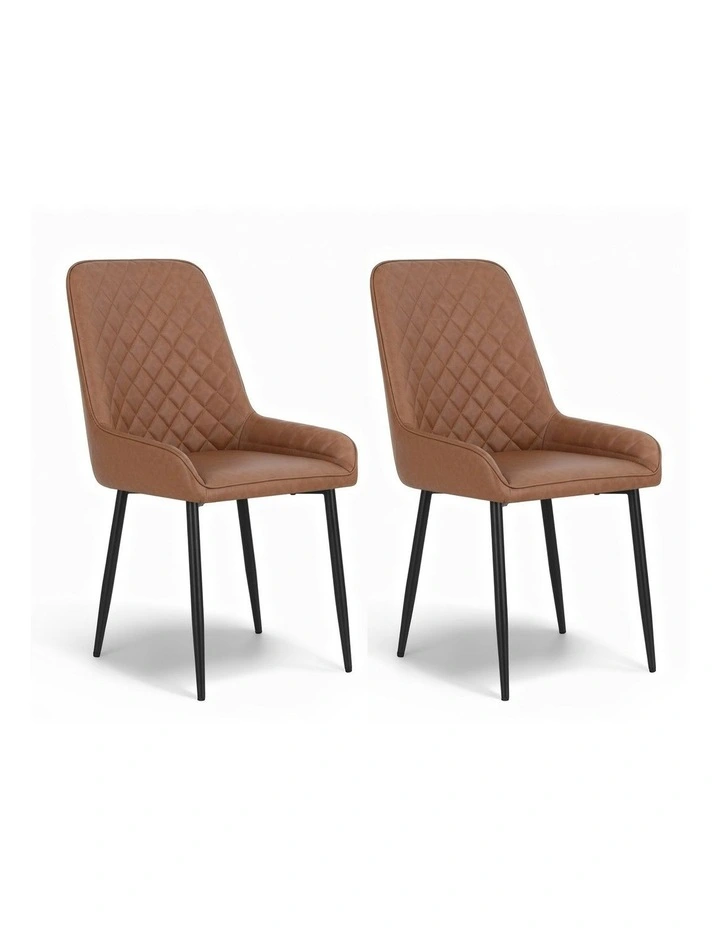 Retro PU Leather Cafe Accent Chair 2 Pieces in Brown image 1