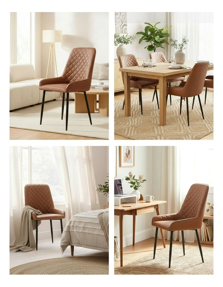 Retro PU Leather Cafe Accent Chair 2 Pieces in Brown image 6