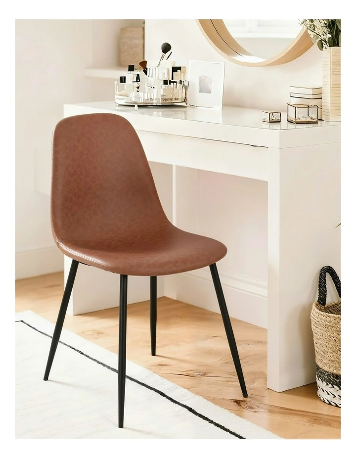 Retro PU Leather Cafe Accent Chair 2 Pieces in Brown image 5