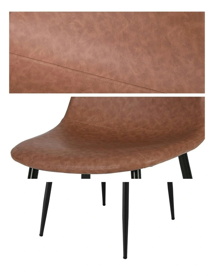 Retro PU Leather Cafe Accent Chair 2 Pieces in Brown image 7