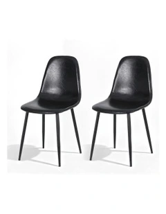 Retro PU Leather Cafe Accent Chair 2 Pieces in Black