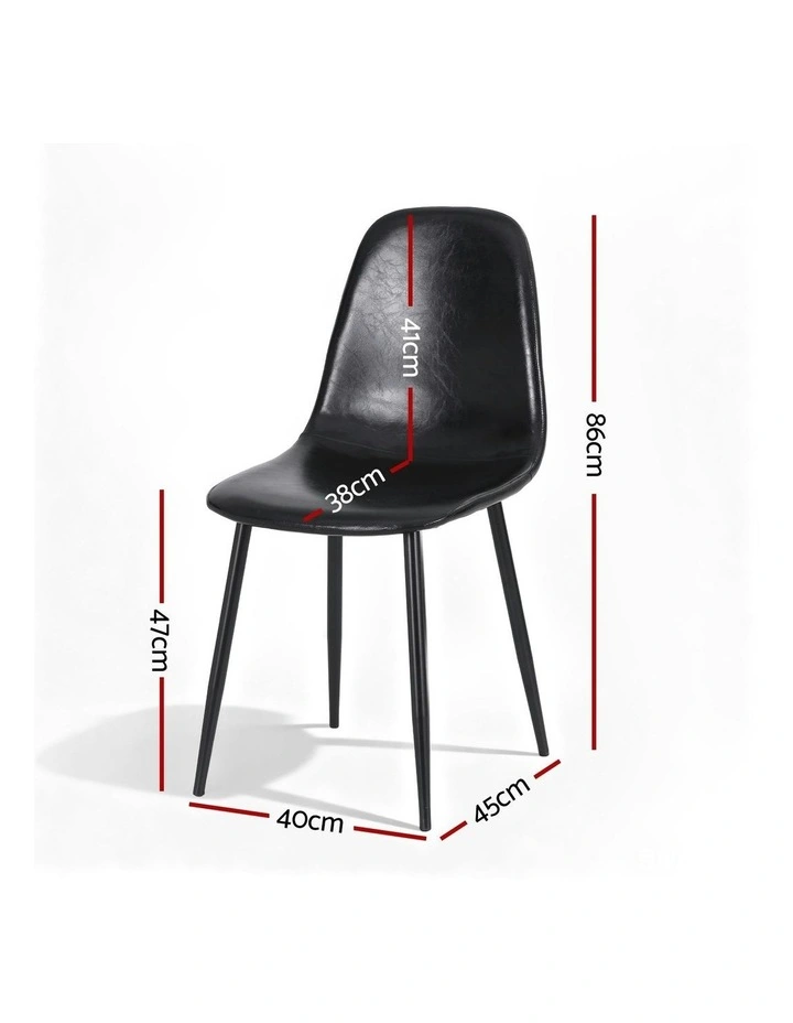 Retro PU Leather Cafe Accent Chair 2 Pieces in Black image 4