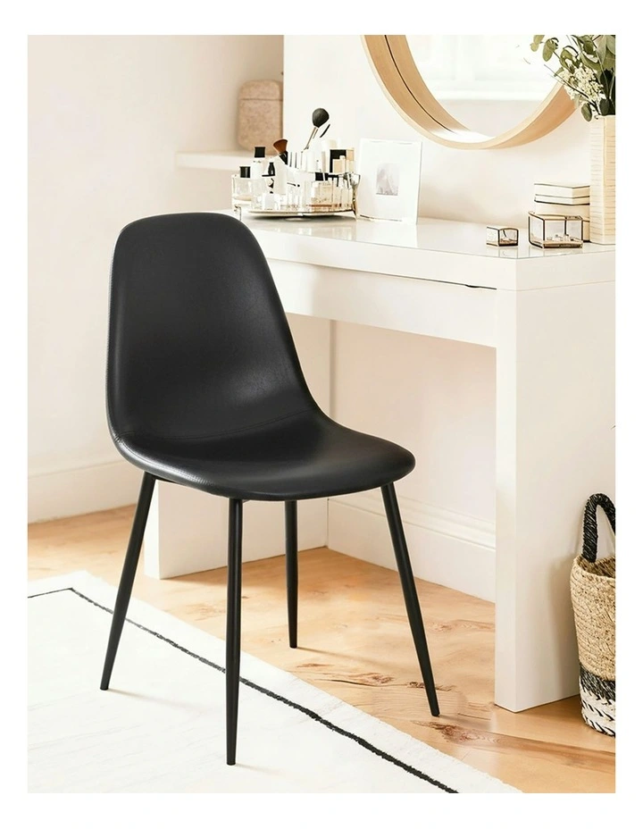 Retro PU Leather Cafe Accent Chair 2 Pieces in Black image 5