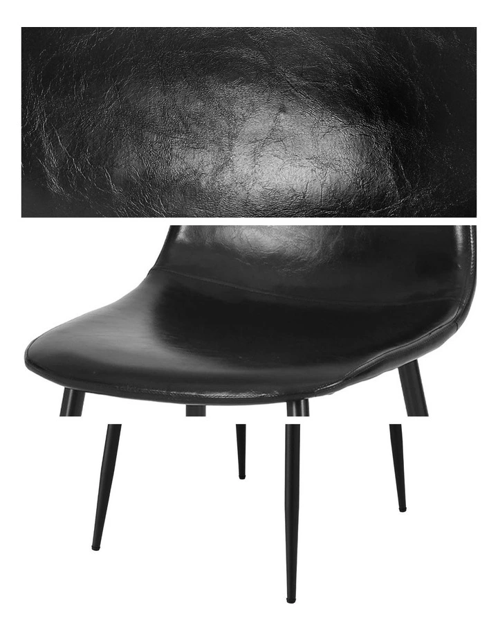 Retro PU Leather Cafe Accent Chair 2 Pieces in Black image 7