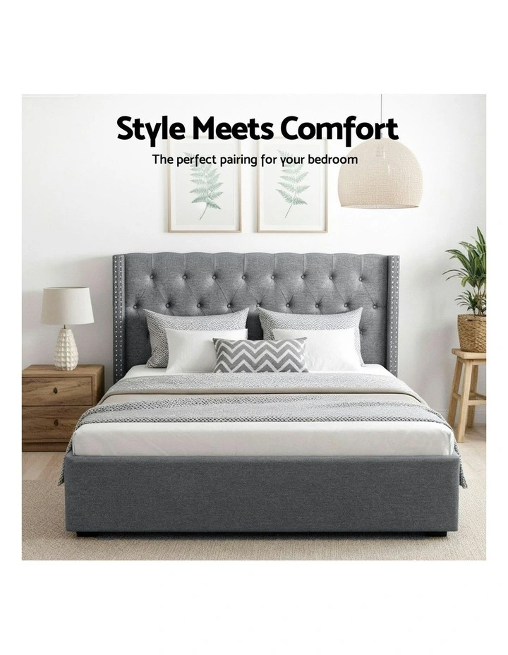 King Bed Frame in Grey image 5