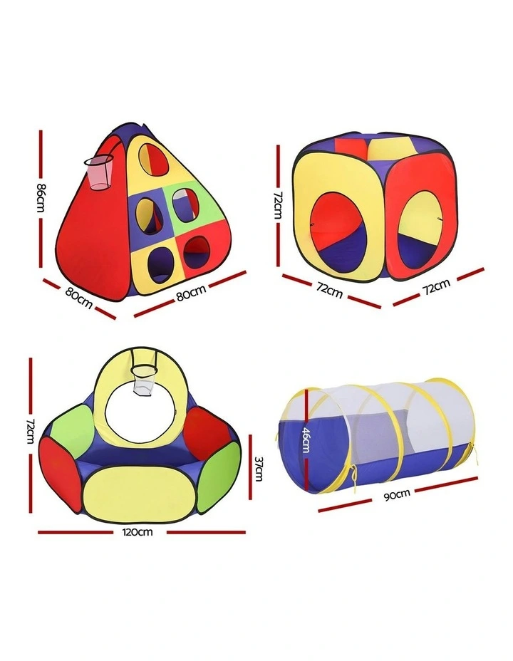Playhouse Play Tent Pop Up Teepee Ball Pit Crawl Tunnel Basketball Hoop image 4