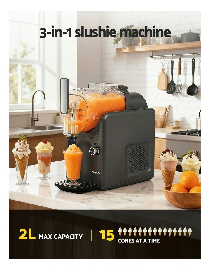 5in1 Slushie Machine Ice Cream Maker 2L in Grey image 5