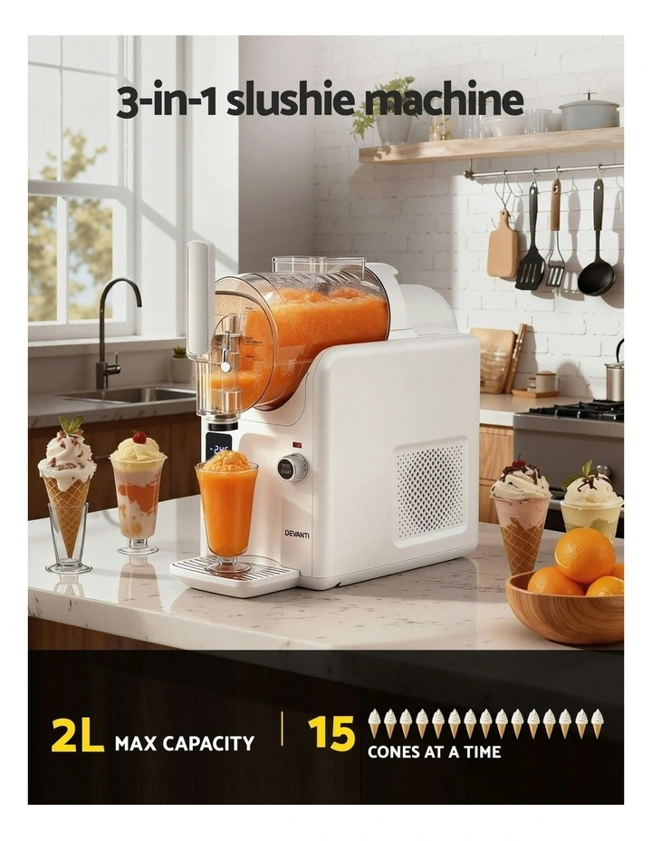 5in1 Slushie Machine Ice Cream Maker 2L in White image 5