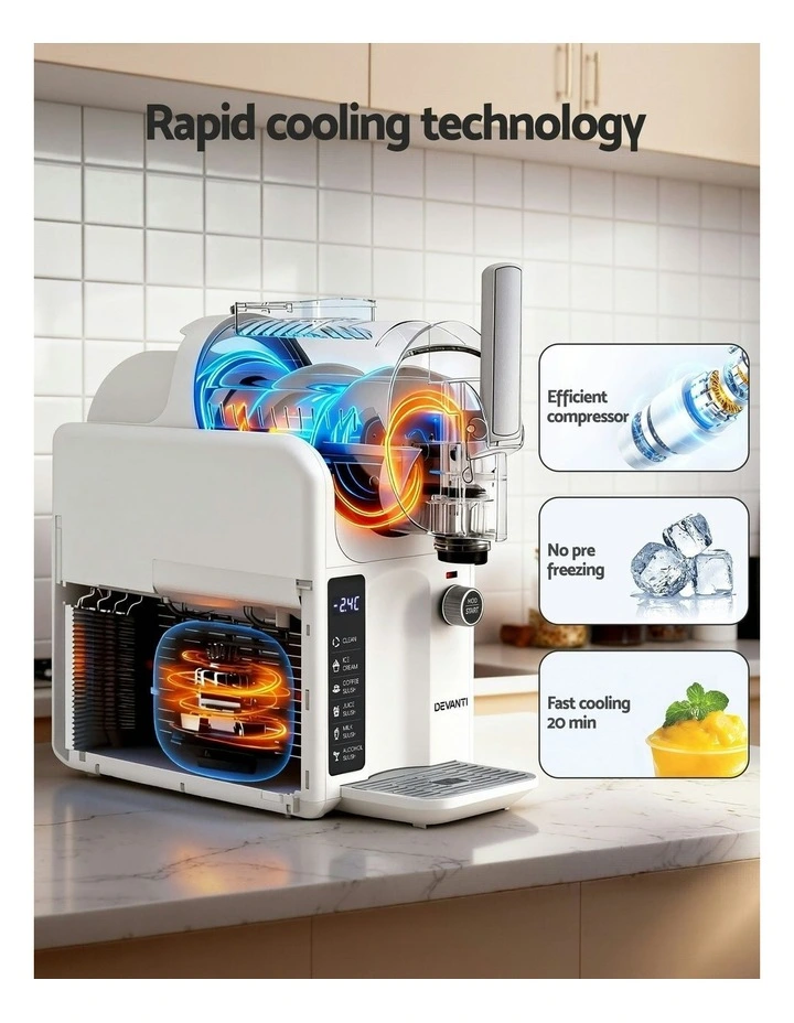 5in1 Slushie Machine Ice Cream Maker 2L in White image 6