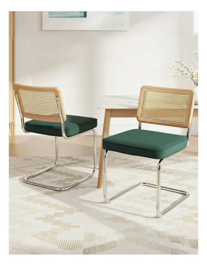 Velvet Rattan Dining Chairs Set in Multi image 3