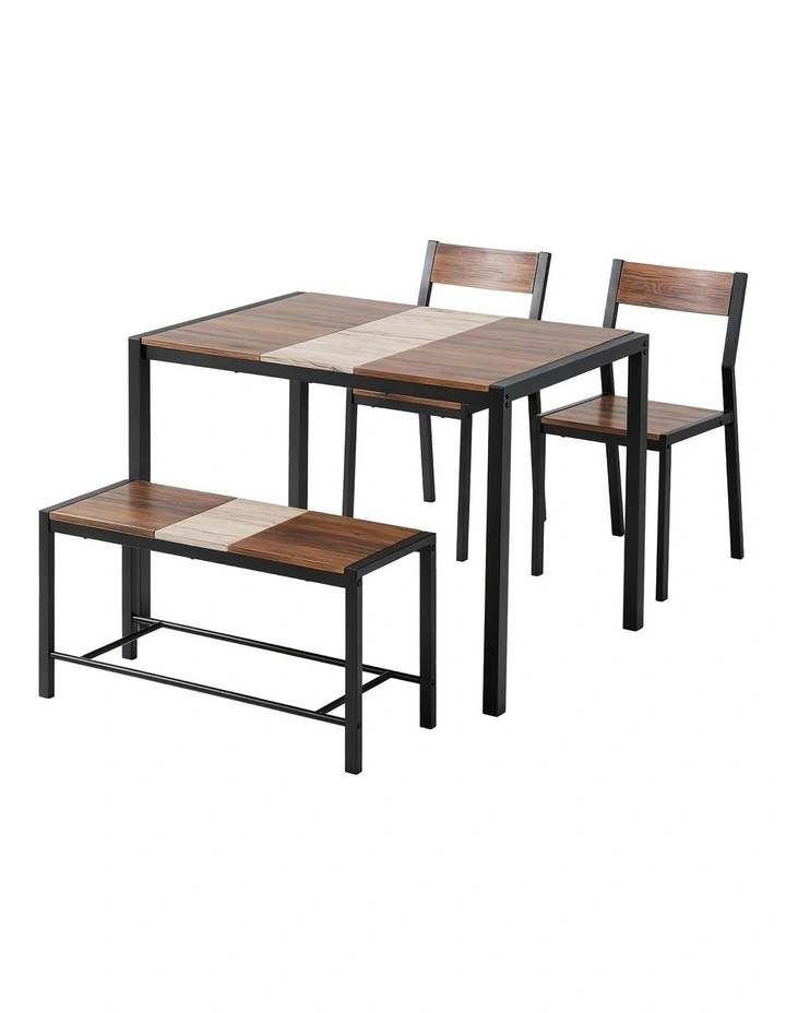 Artiss Dining Table and Chairs Set of 4 Bench Kitchen Furniture Rustic Brown image 1