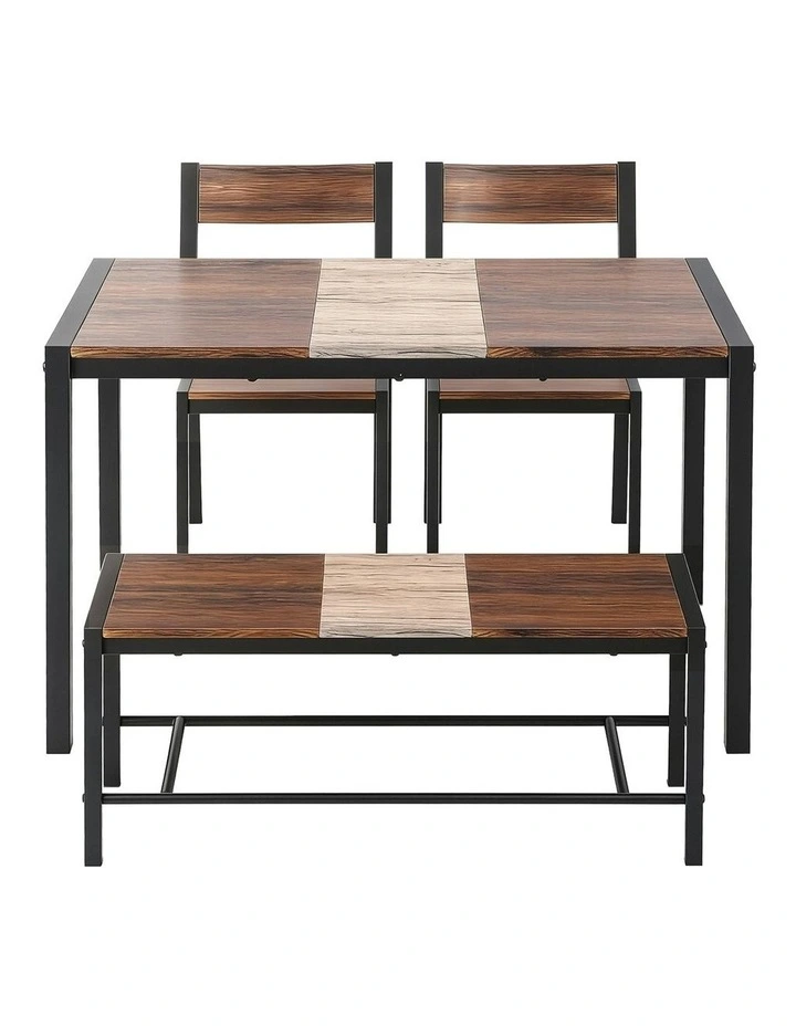 Artiss Dining Table and Chairs Set of 4 Bench Kitchen Furniture Rustic Brown image 5